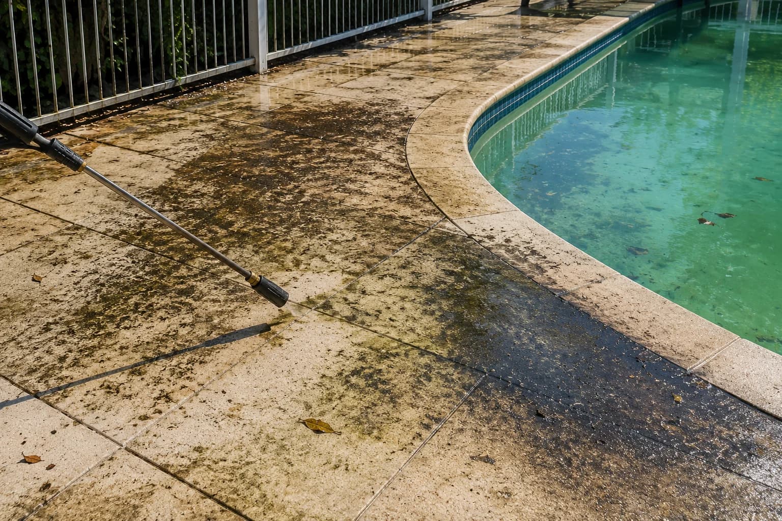 Pool Deck Pressure Washing before